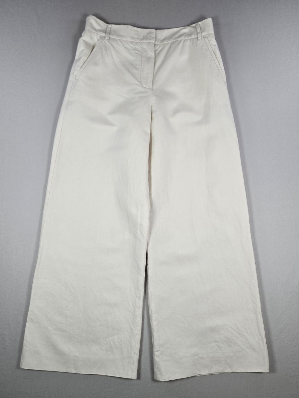 WEEKEND MAX MARA Zircone Cotton & Linen Canvas Wide Ivoty Cream Pant Size 4